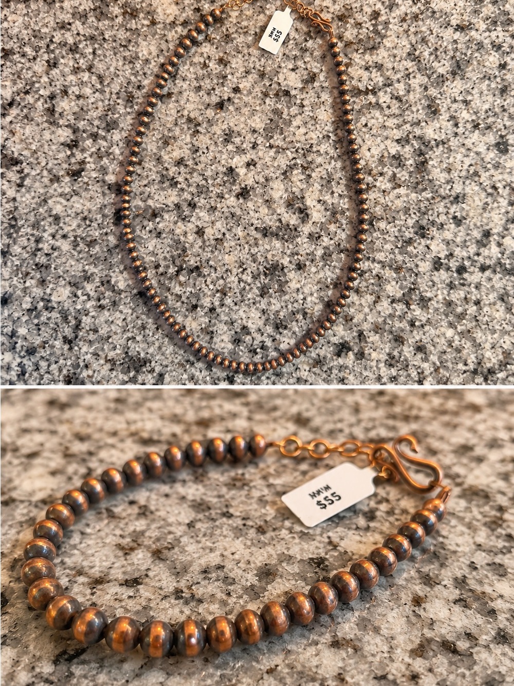 Copper Pearl Necklace/Earrings - Women Jewelry